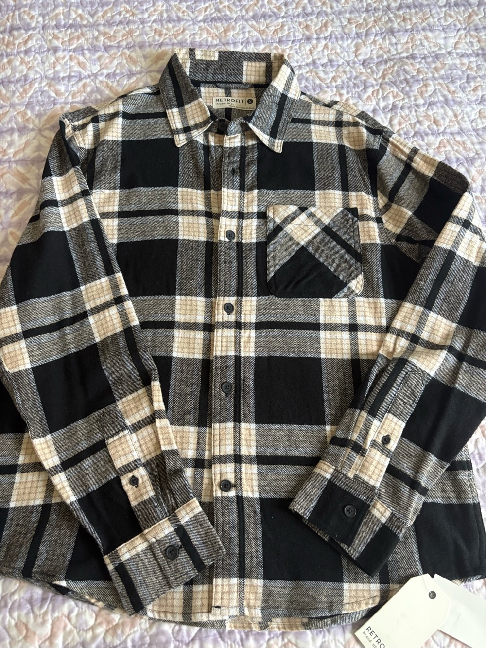 Retrofit Black & Cream Plaid Button-Down Shirt